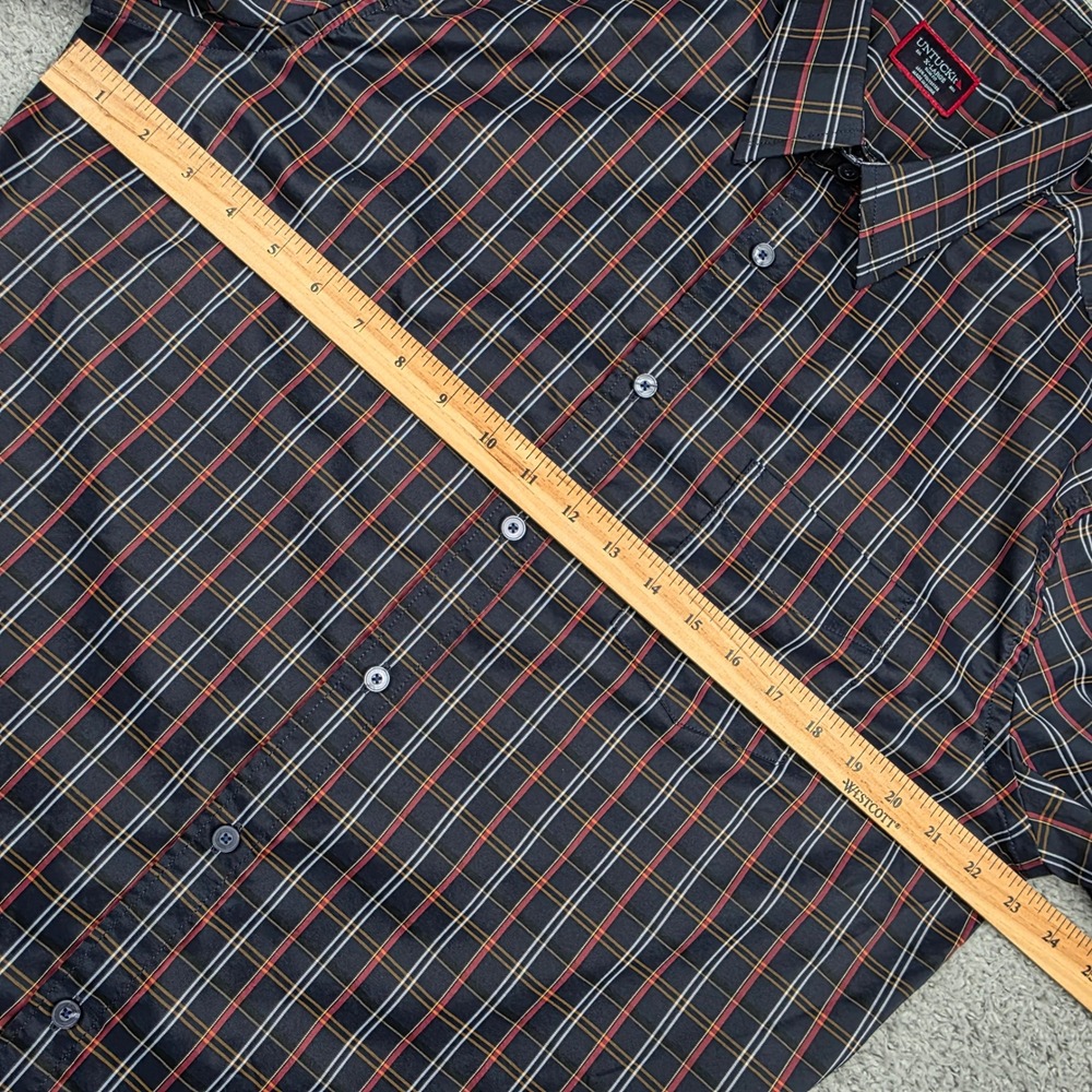 UNTUCKit Button Down Shirt Mens XL Navy Blue Valencay Plaid Slim Fit Long Sleeve - Picture 5 of 14